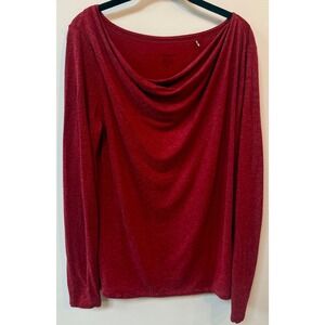 Toad&Co Womens Long Sleeve Top Drape Neck Red Burgundy Sz M Sustainable Classic